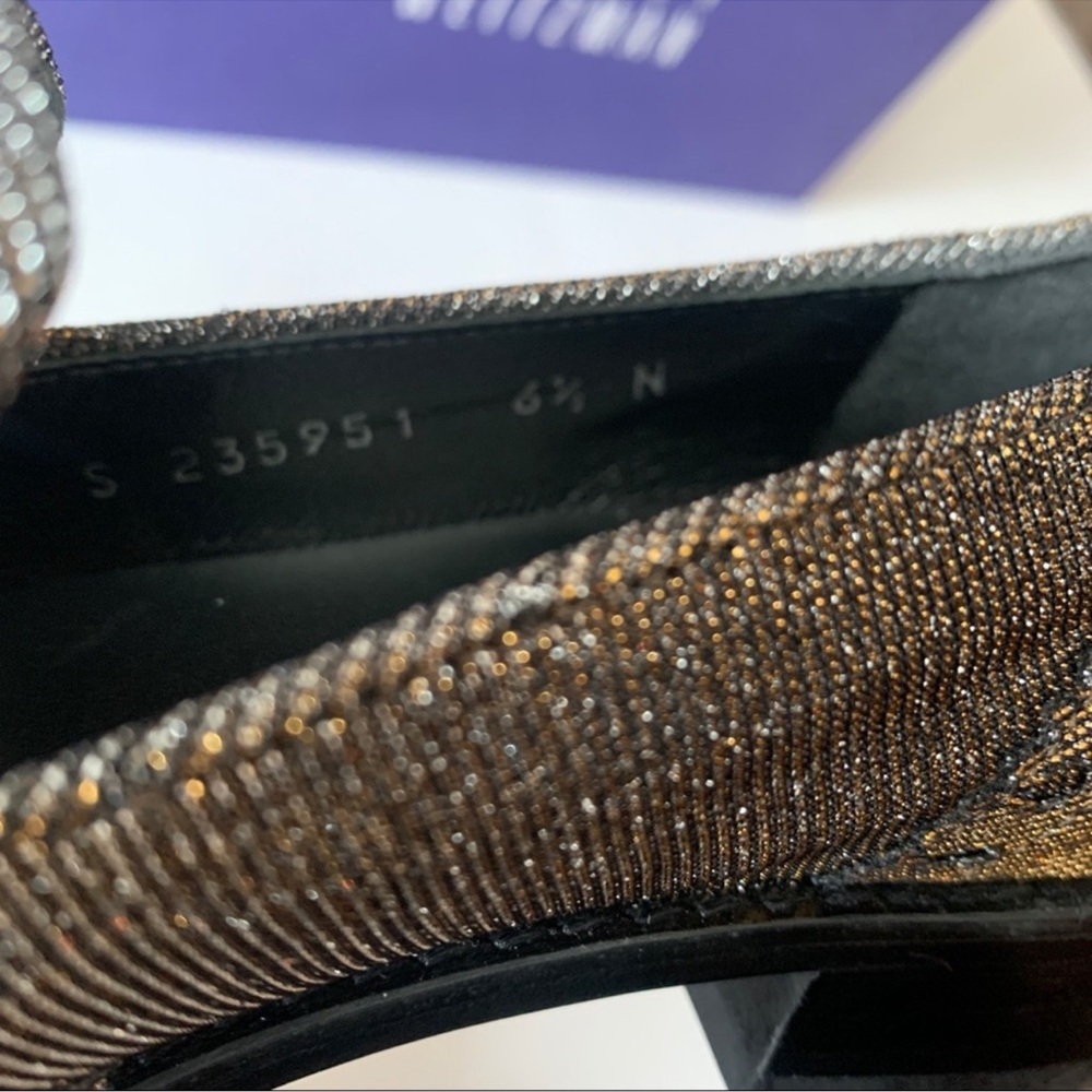 STUART WEITZMAN The Guy Thing Metallic Tassel Loafers In Pyrite Nocturn 6.5N - Picture 7 of 10